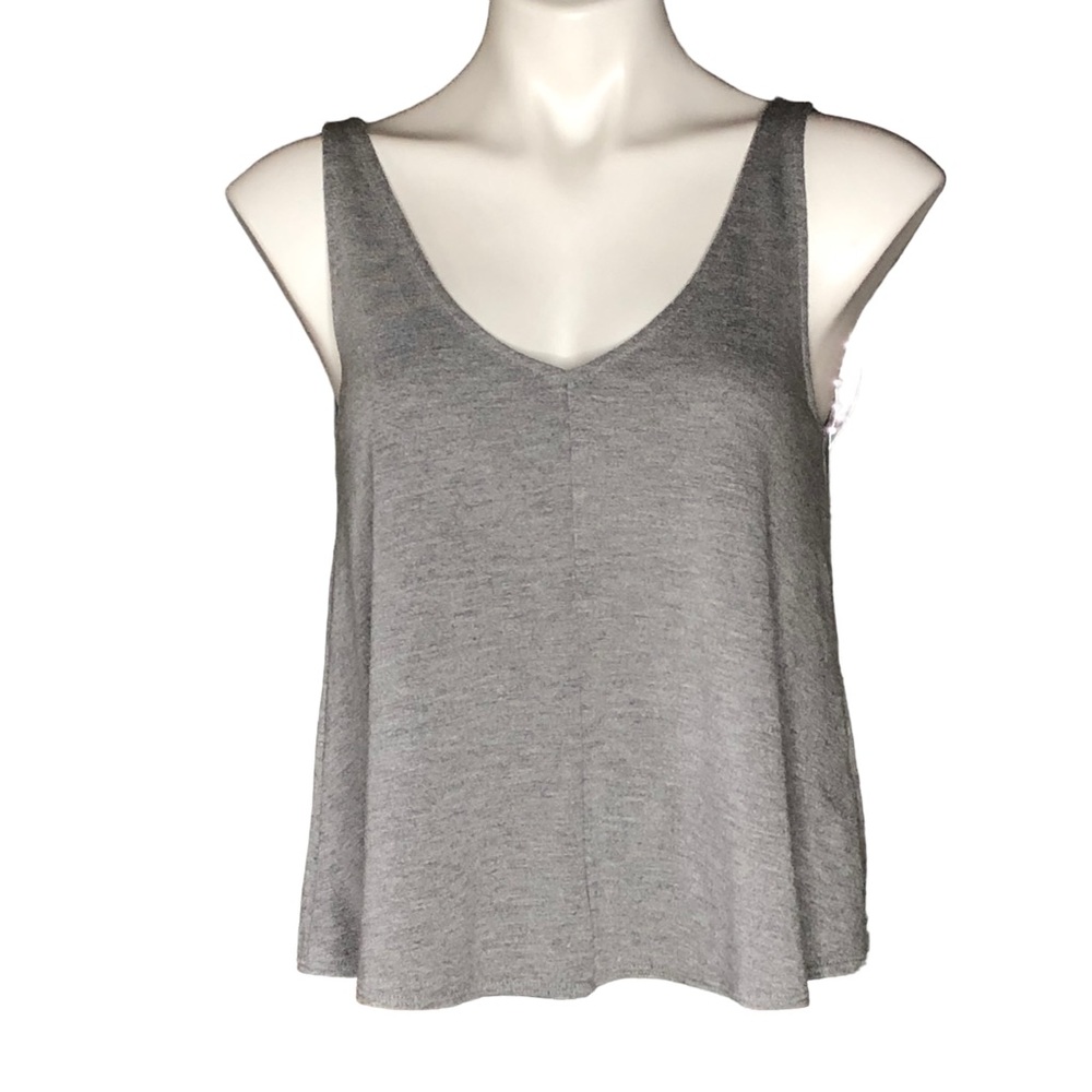 Topshop Gray Sleeveless Stretch Low Back Cropped Tank Top